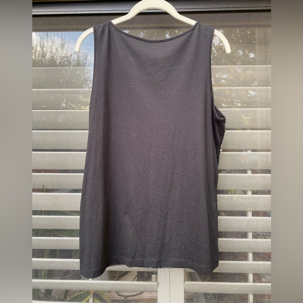 By Chicos Black Silver Ombré Sequin Front Tank Top Size 2 - Picture 3 of 7
